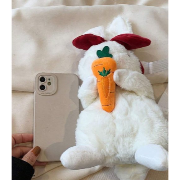 Plush White Bunny Rabbit Crossbody Purse Handbag - Picture 2 of 6